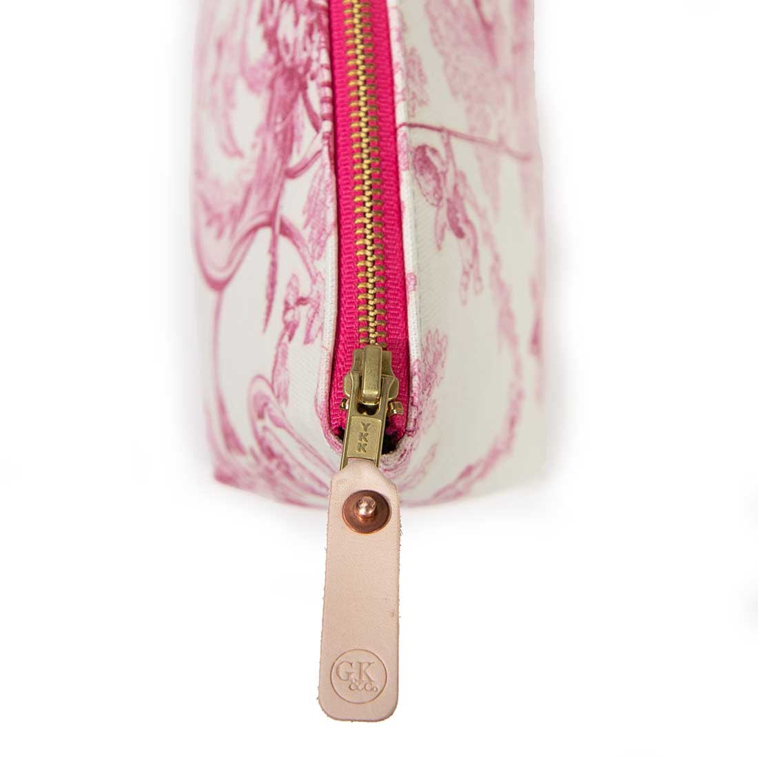 Toile Zipper Travel Clutch - French Rose