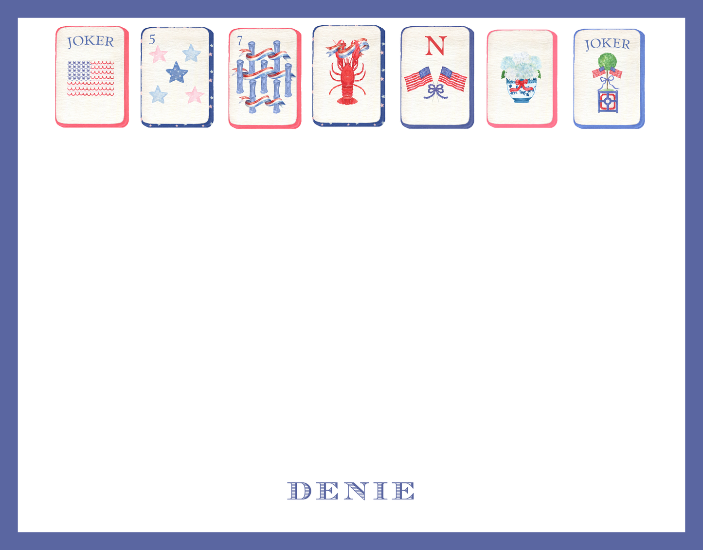 Mimi Paper Flat Note Personalized - Mahjong Patriotic