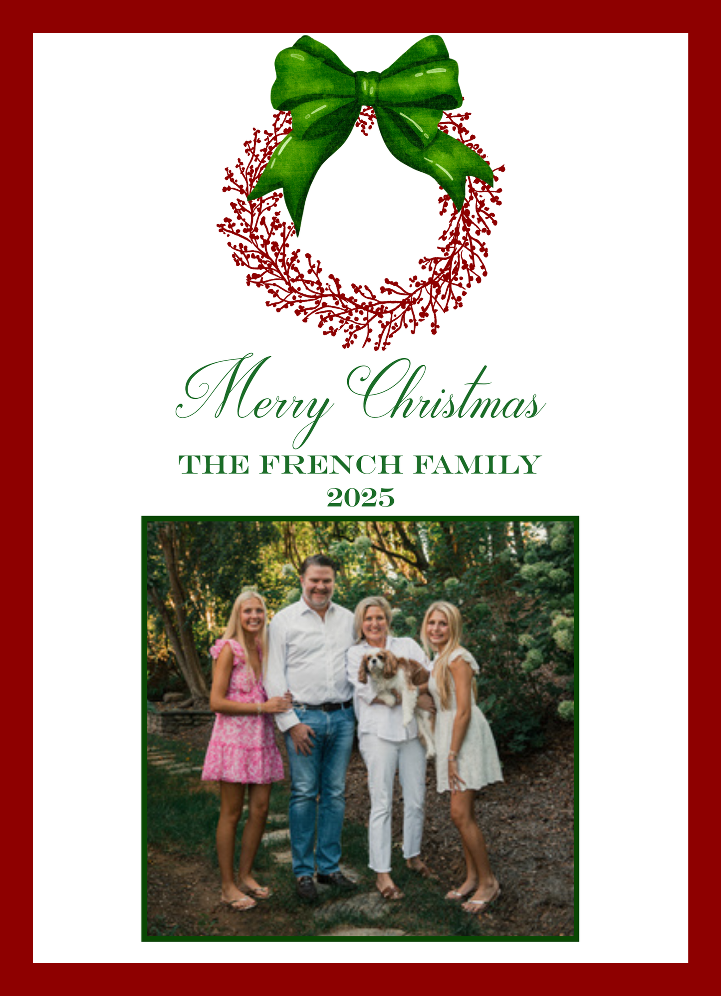 Mimi Paper Holiday Photo Card - Wine Berry Wreath