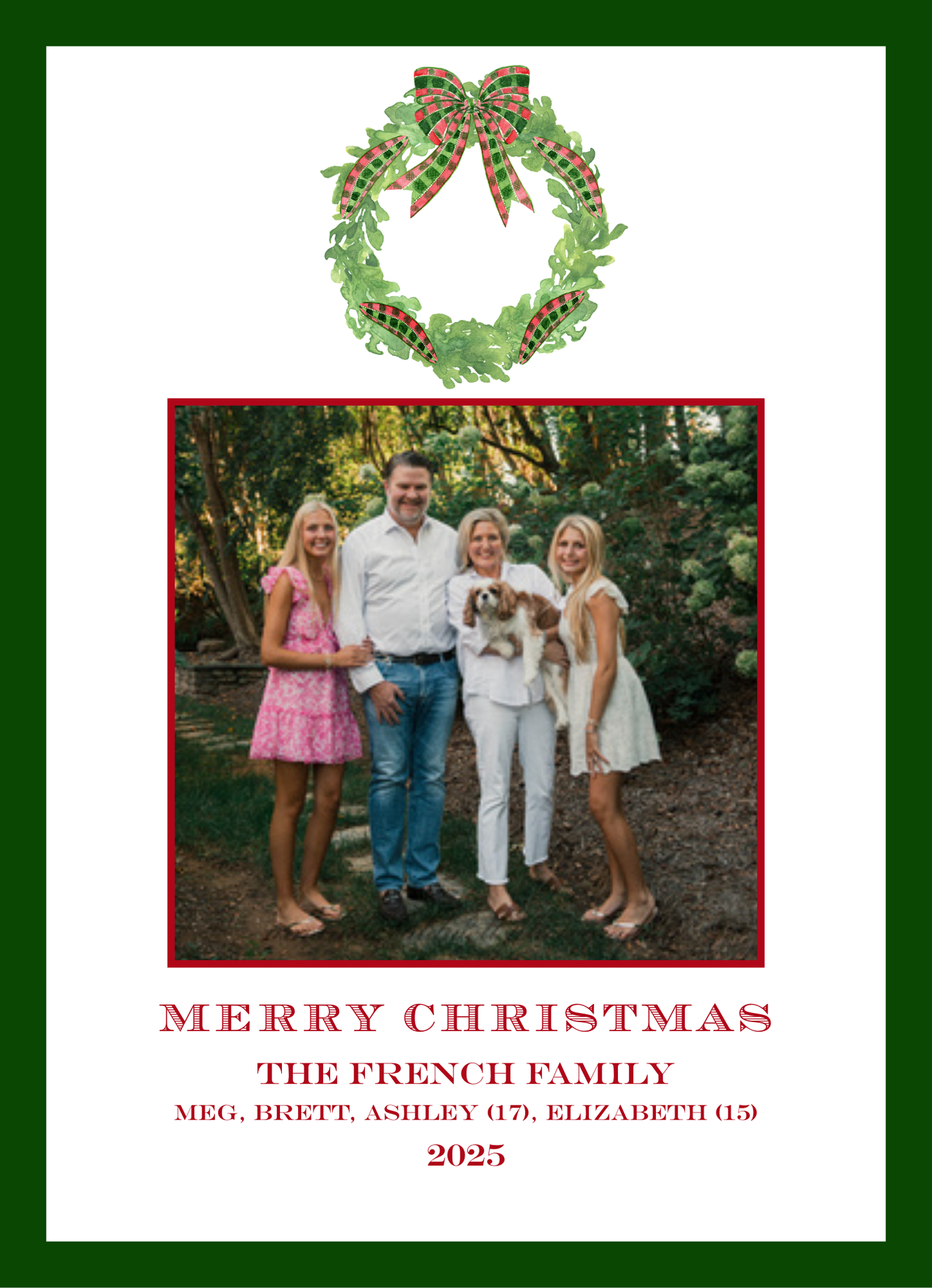 Mimi Paper Holiday Photo Card - Wreath with Plaid Bow