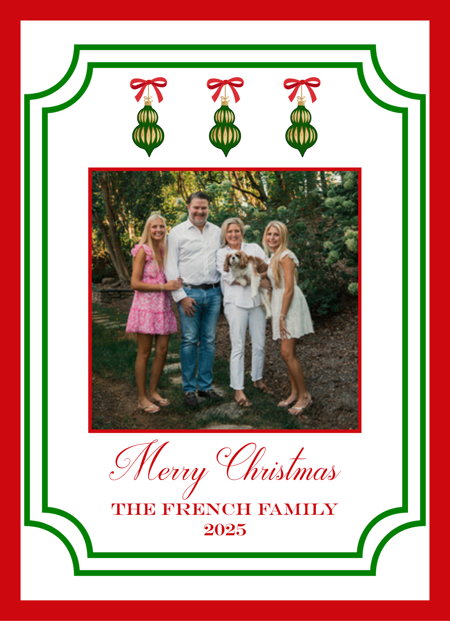 Mimi Paper Holiday Photo Card - Three Oraments and Frame