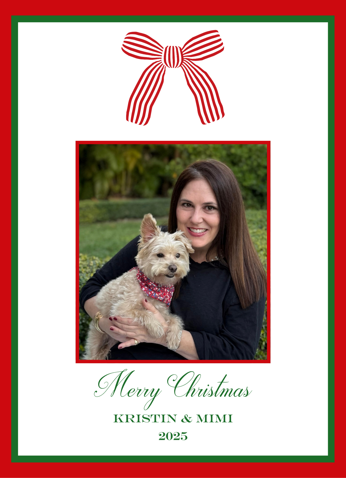 Mimi Paper Holiday Photo Card - Red Stripe Bow