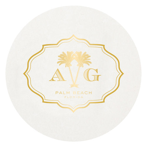 Letterpress Coaster - M63 Palm Monogram