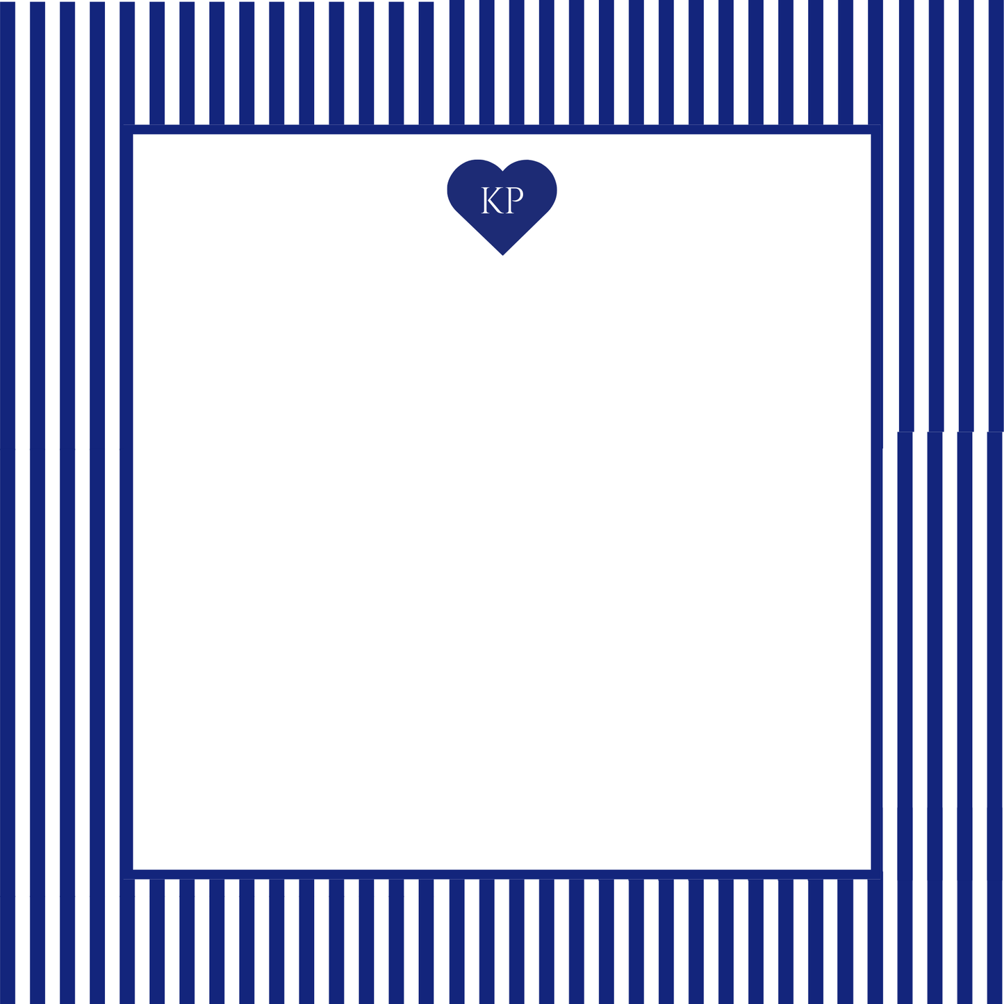 Mimi Paper Flat Notepad Personalized - Navy Stripe + Heart