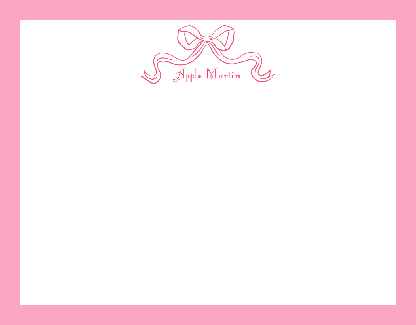 Mimi Paper Flat Note Personalized - Loopy Pink Bow