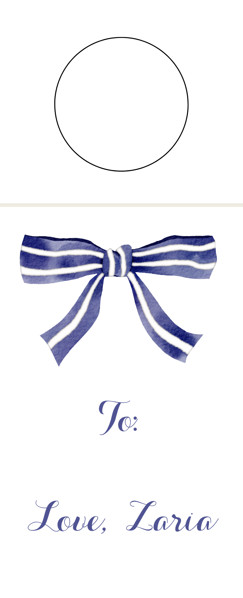 Mimi Paper Wine Tag Personalized - Navy + White Bow
