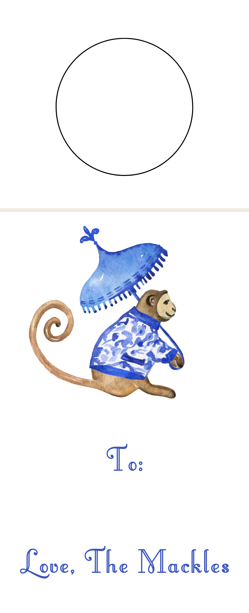 Mimi Paper Wine Tag Personalized - Monkey Umbrella