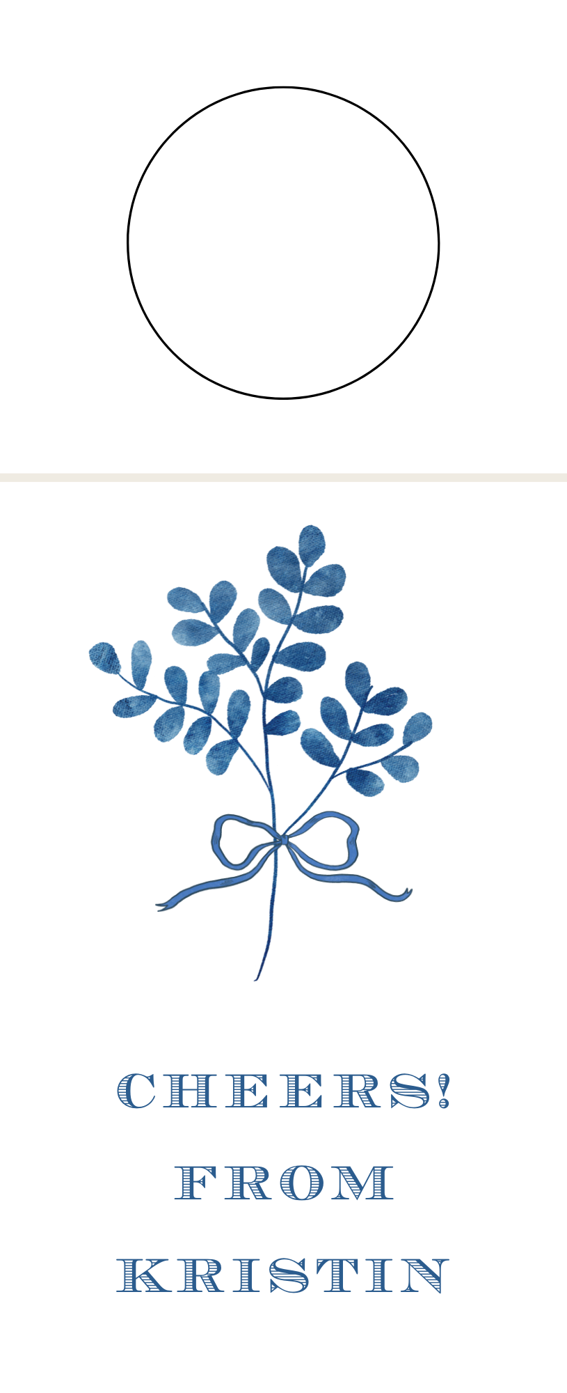 Mimi Paper Wine Tag Personalized - Blue Flowers and Bow