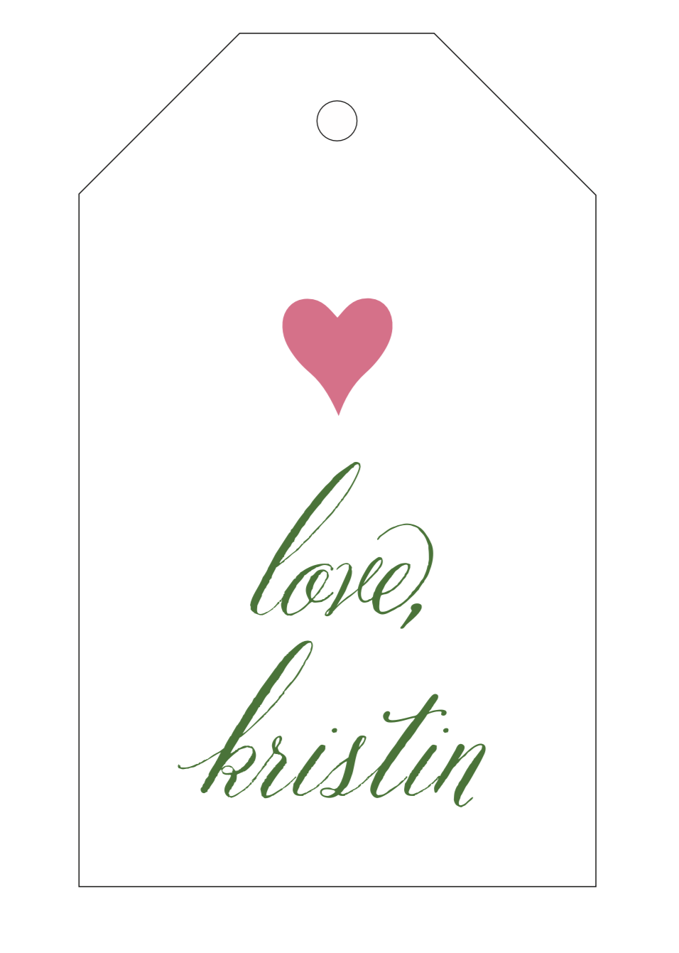 Letterpress Tag - Heart and Love