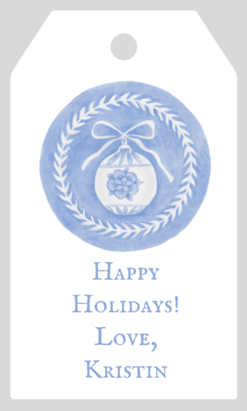 Mimi Paper Holiday Large Gift Tag Personalized - Wedgewood Plate