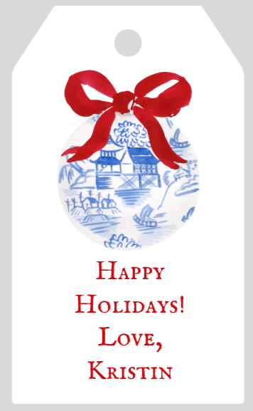 Mimi Paper Holiday Large Gift Tag Personalized - Chinoiserie Ornament 2