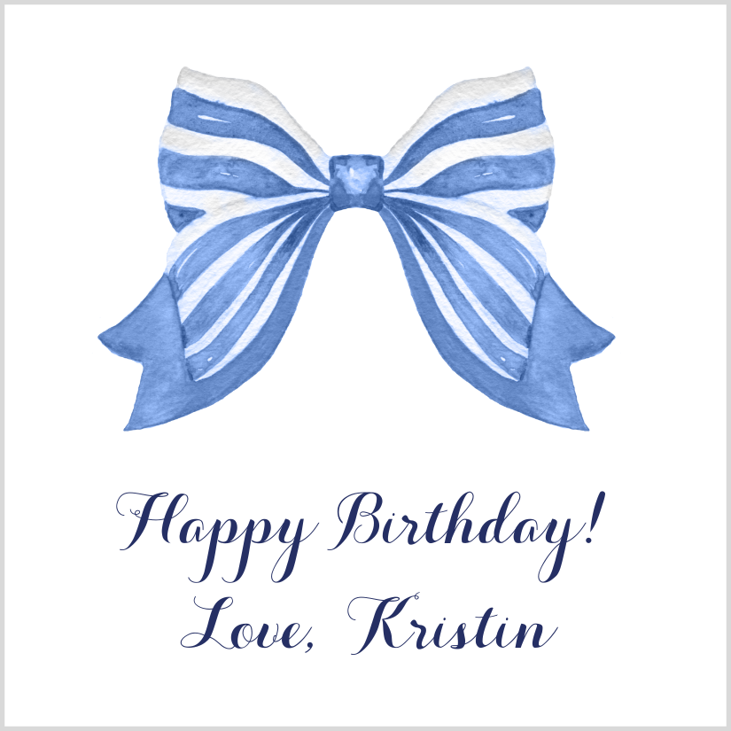 Mimi Paper Sticker - Bow Cornflower Blue Stripe