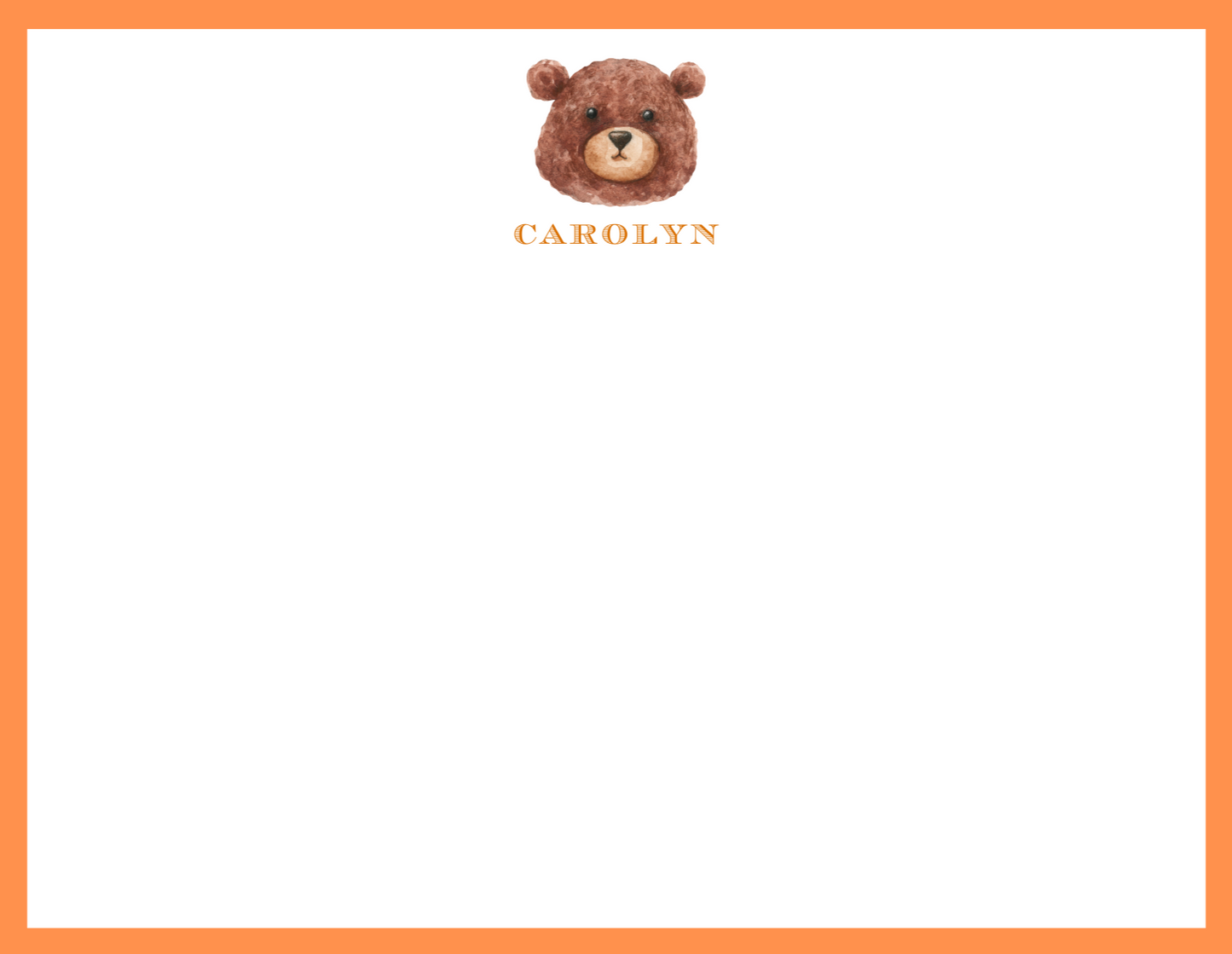 Mimi Paper Flat Note Personalized - Bear