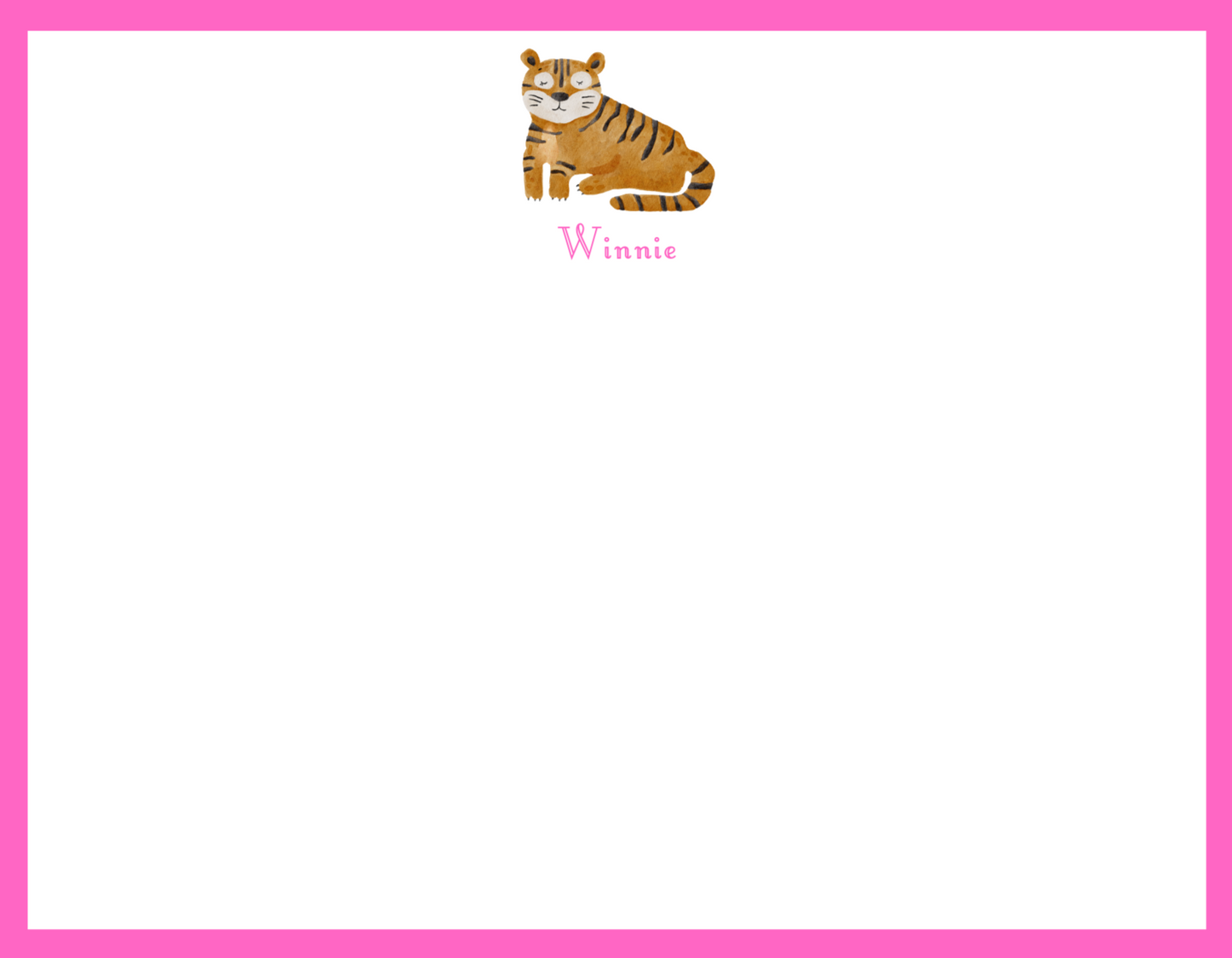 Mimi Paper Flat Note Personalized - Tiger