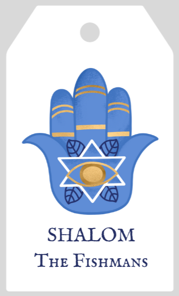 Mimi Paper Holiday Large Gift Tag Personalized - Hamsa