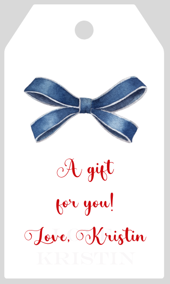 Mimi Paper Large Gift Tag Personalized - Navy Blue Bow