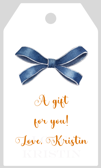 Mimi Paper Large Gift Tag Personalized - Navy Blue Bow