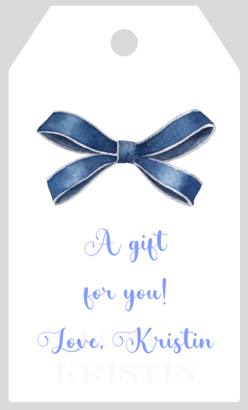 Mimi Paper Large Gift Tag Personalized - Navy Blue Bow