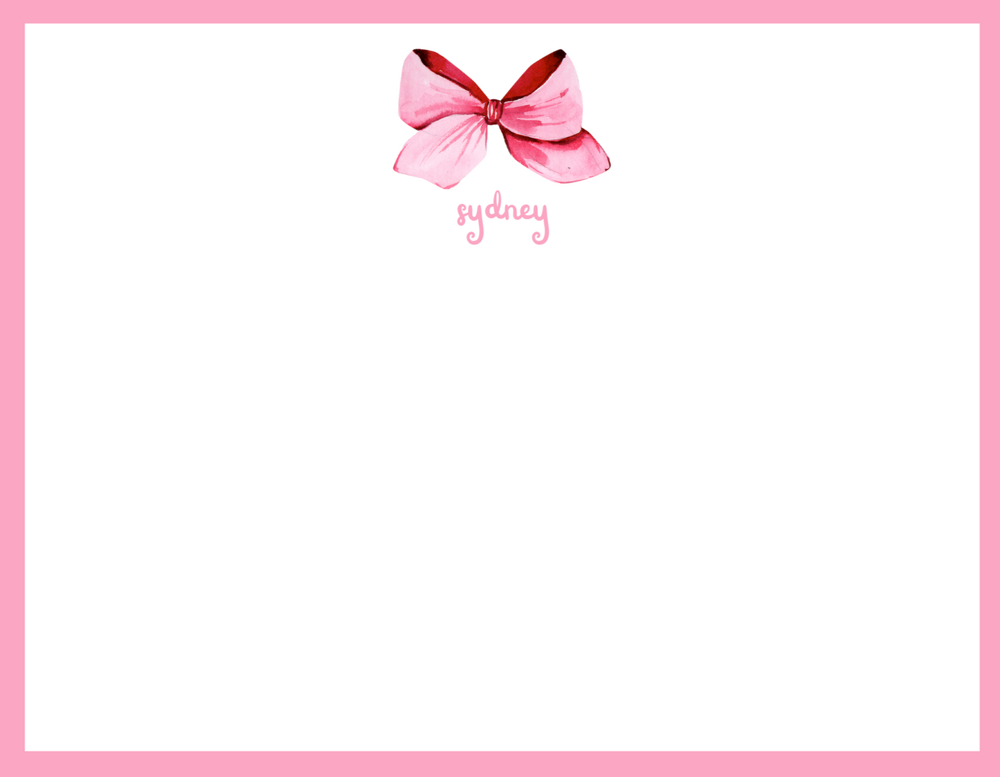 Mimi Paper Flat Note Personalized - Puffy Pink Bow