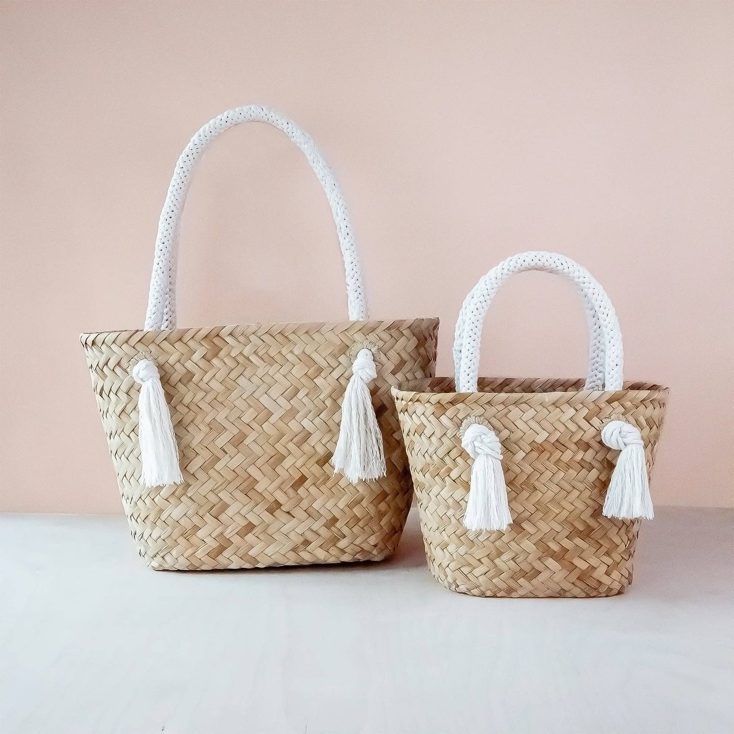 Small Classic Market Tote with Braided Handles Oat