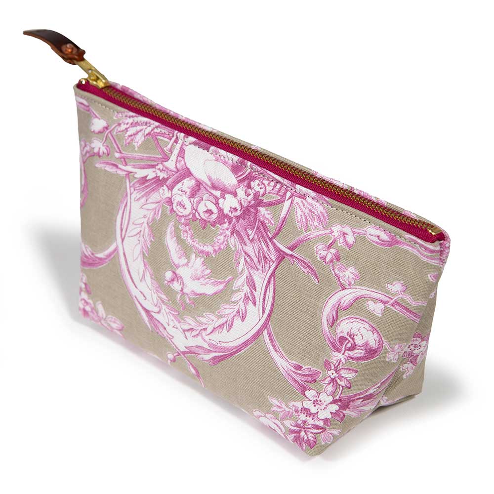 Sand & Rose Toile Travel Clutch