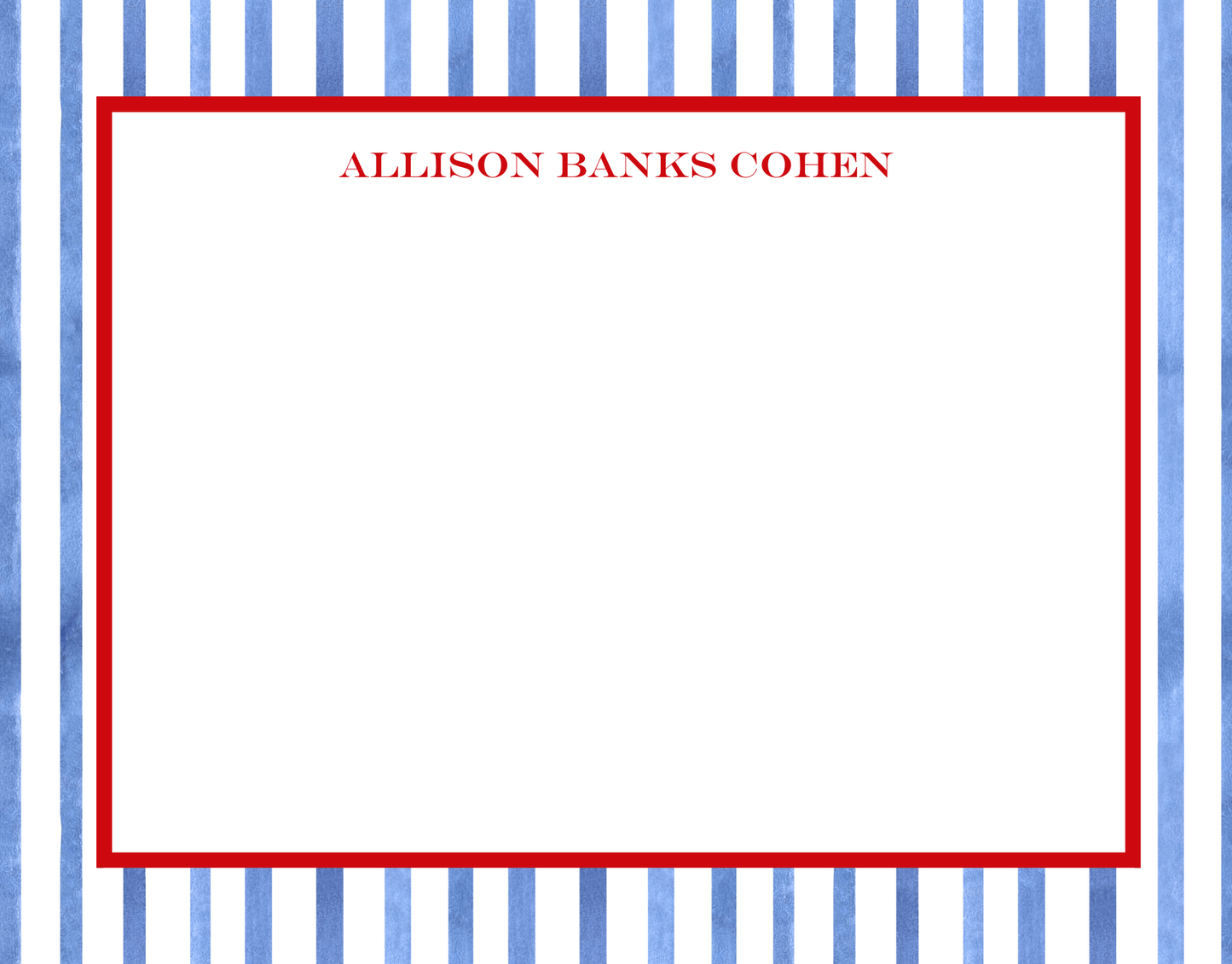 Mimi Paper Flat Note Personalized - Blue Stripes