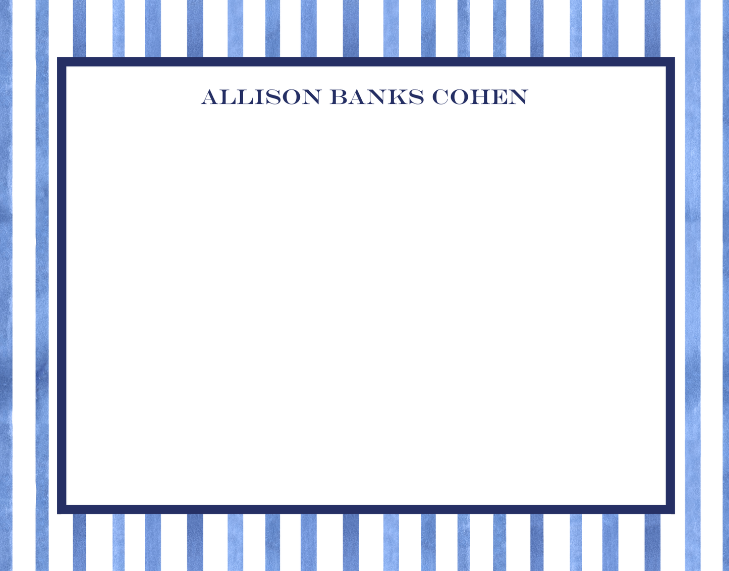 Mimi Paper Flat Note Personalized - Blue Stripes