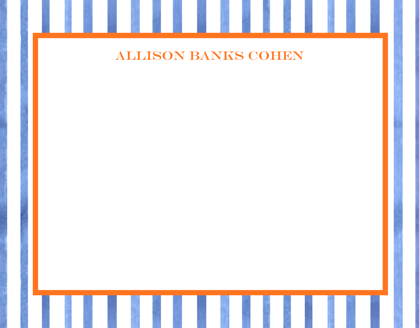 Mimi Paper Flat Note Personalized - Blue Stripes