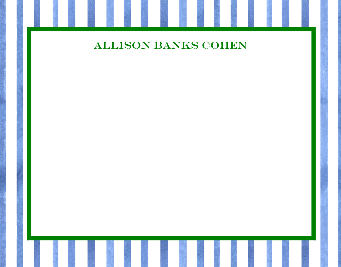 Mimi Paper Flat Note Personalized - Blue Stripes