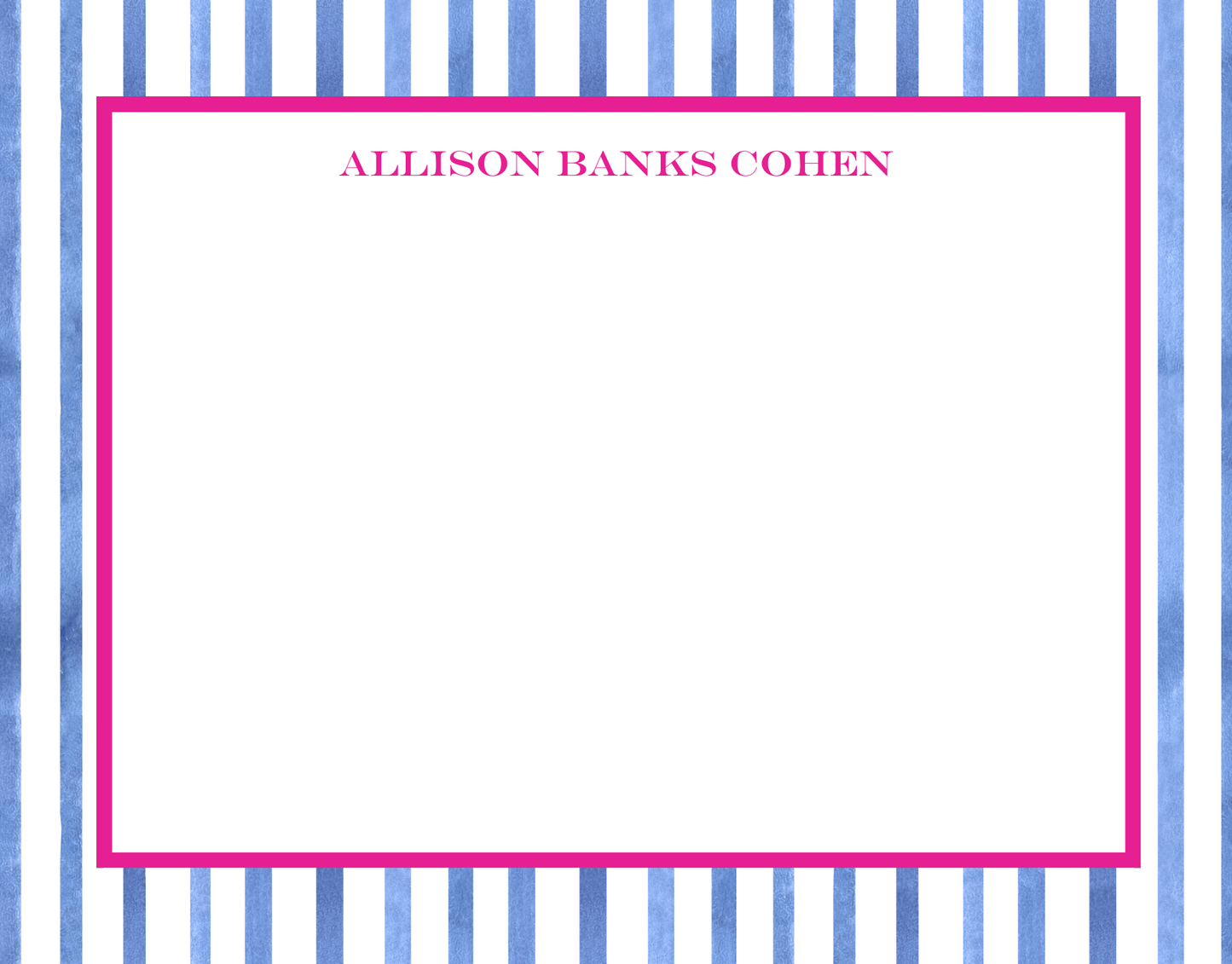Mimi Paper Flat Note Personalized - Blue Stripes