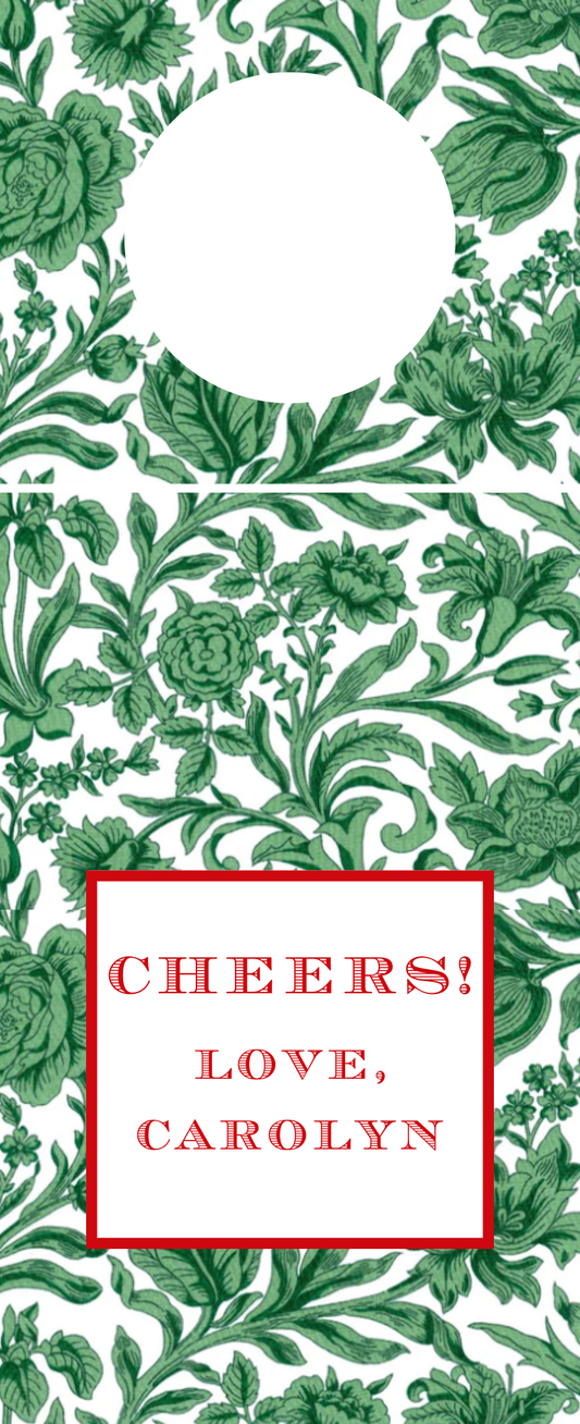 Mimi Paper Wine Tag Personalized - Holiday Green Floral