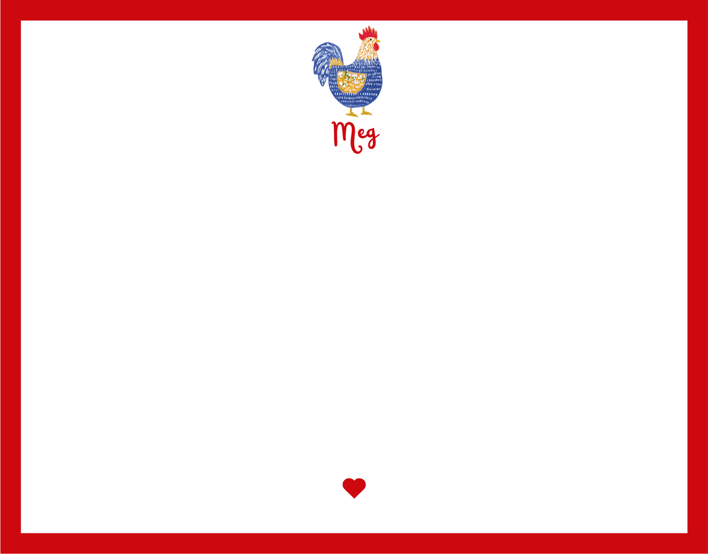 Mimi Paper Flat Note Personalized - Chicken Blue