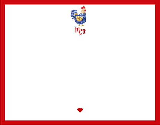 Mimi Paper Flat Note Personalized - Chicken Blue