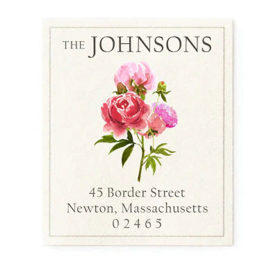 Return Address Label - Peony Blossoms