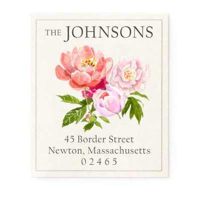Return Address Label - Coral Peonies