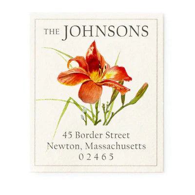 Return Address Label - Orange Daylily