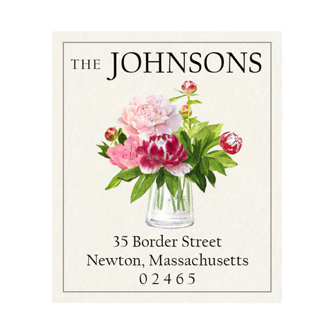 Return Address Label - Just Picked Peonies