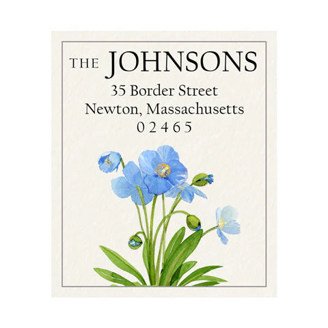 Return Address Label - Blue Poppies