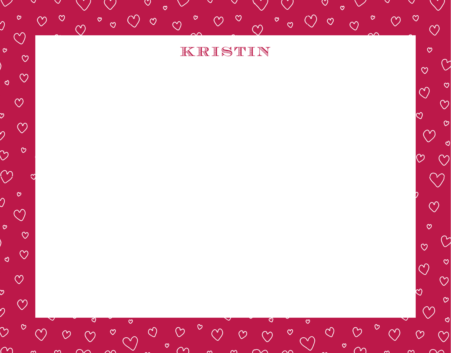 Mimi Paper Flat Note Personalized - Heart Border