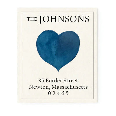 Return Address Label - Heart Navy Blue