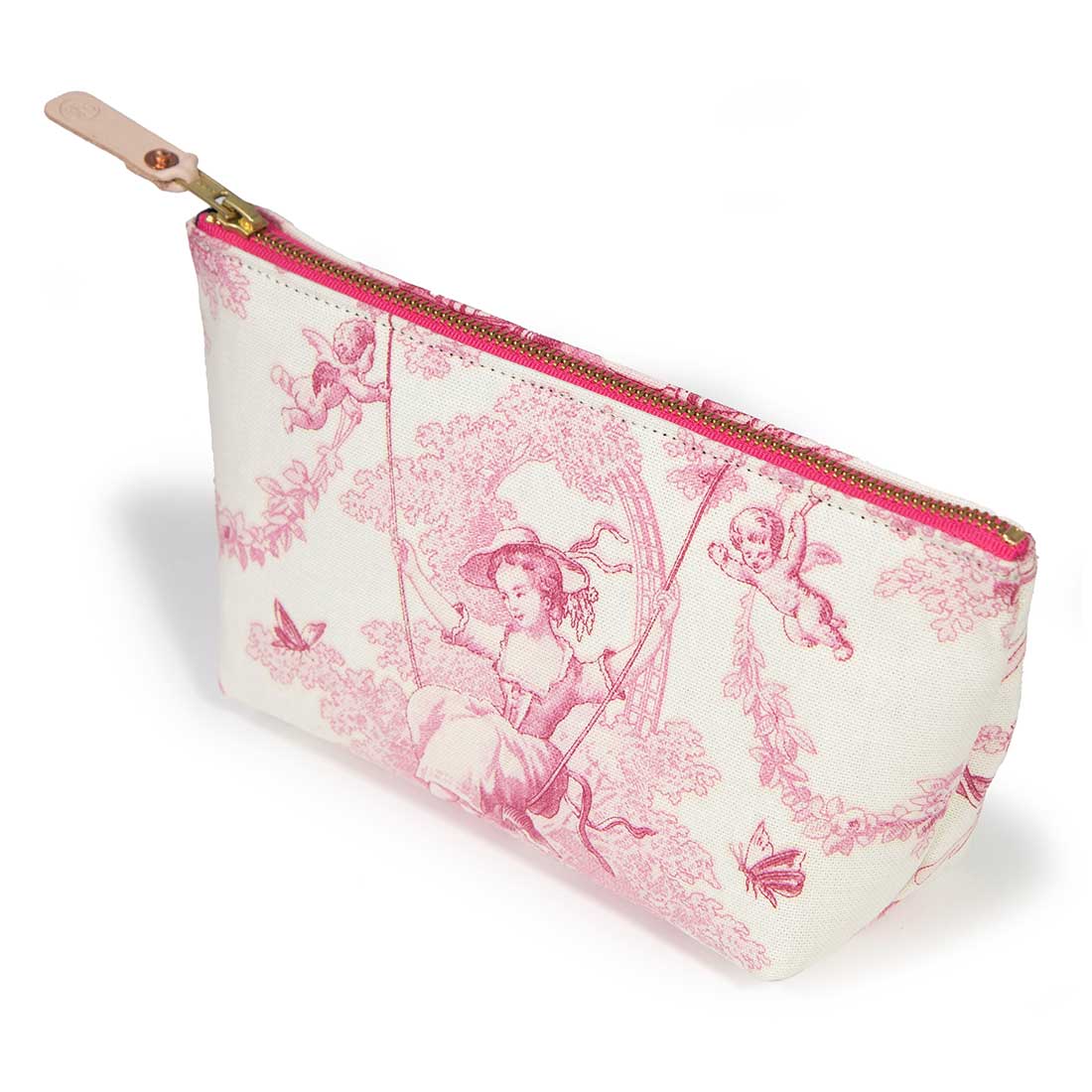 Toile Zipper Travel Clutch - French Rose