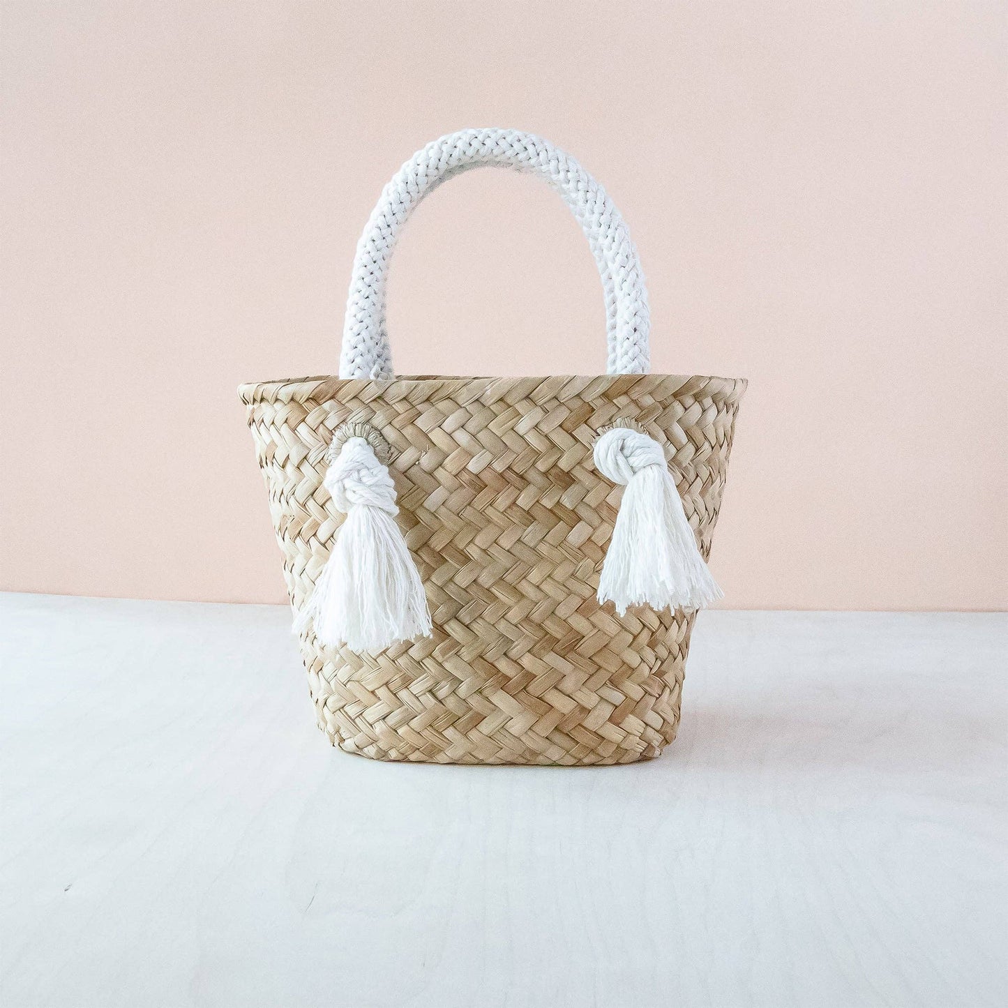 Small Classic Market Tote with Braided Handles Oat