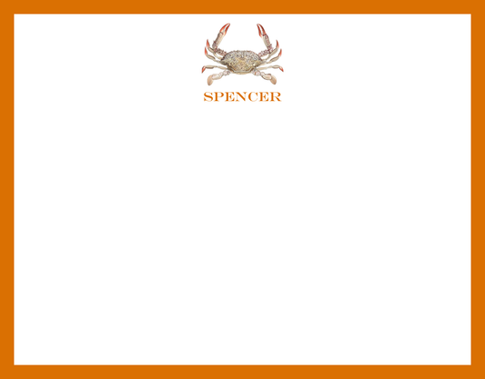 Mimi Paper Flat Note Personalized - Brown Crab