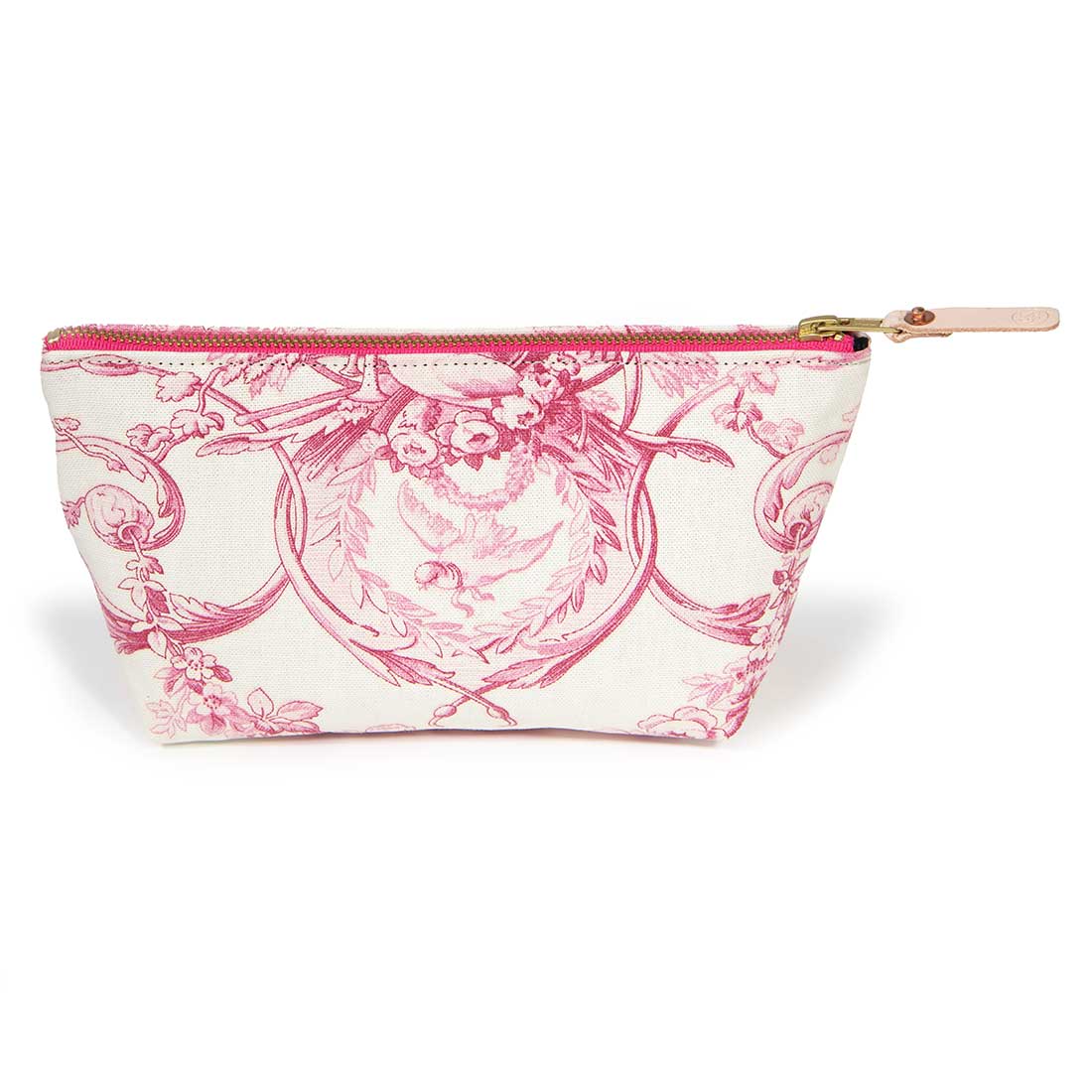 Toile Zipper Travel Clutch - French Rose