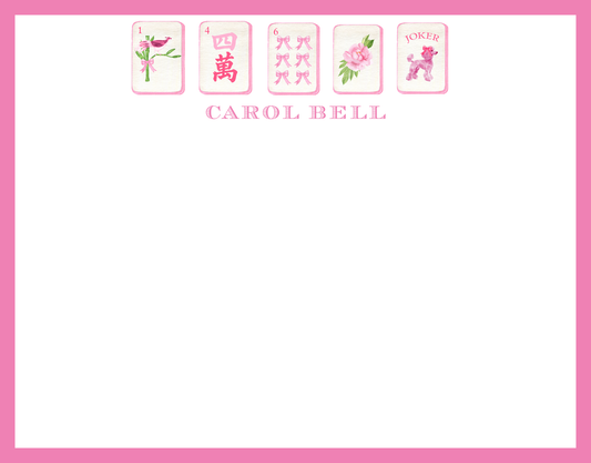 Mimi Paper Flat Note Personalized - Mahjong Pink Chinoiserie