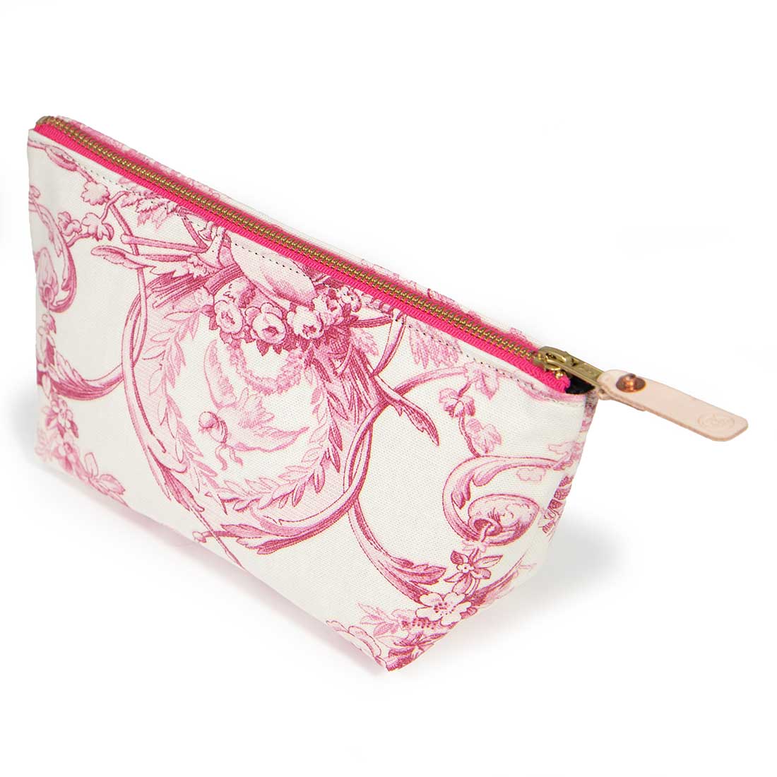 Toile Zipper Travel Clutch - French Rose