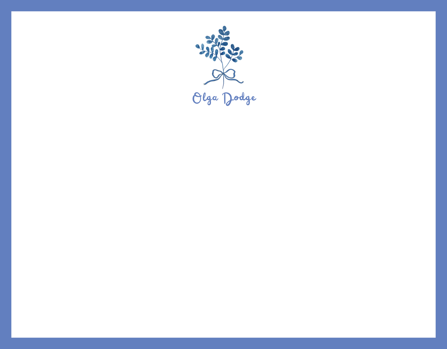 Mimi Paper Flat Note Personalized - Blue Flowers and Bow
