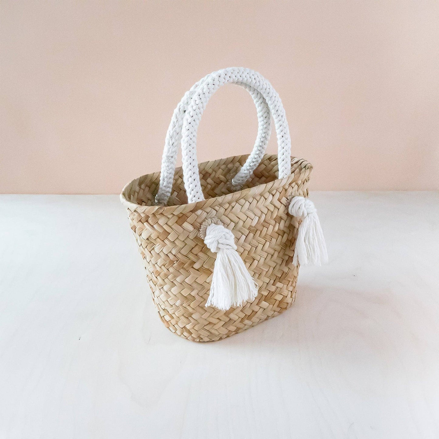 Small Classic Market Tote with Braided Handles Oat