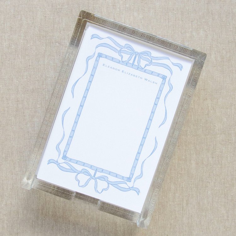 HP Notesheets in Acrylic Holder - Blue  Bows