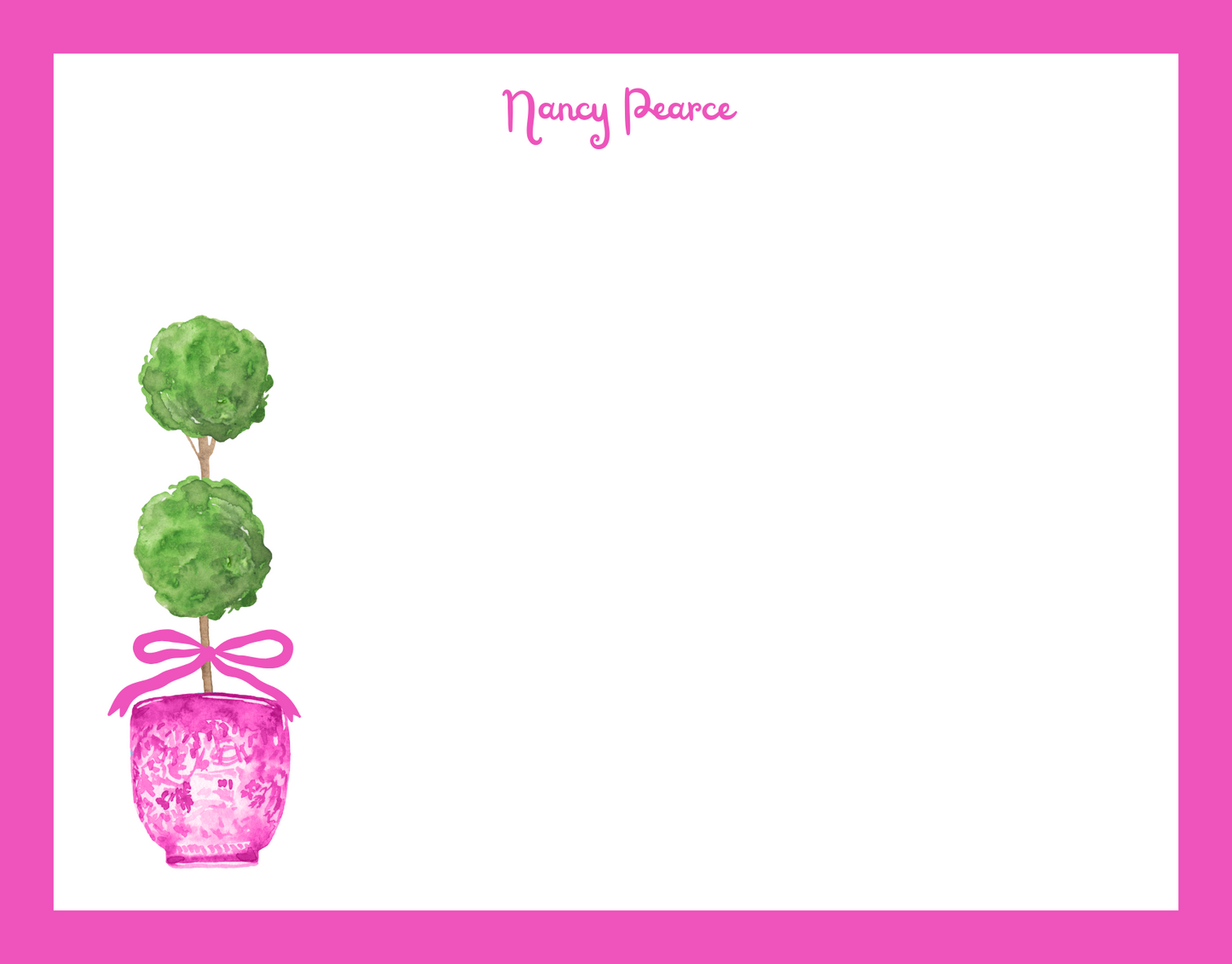 Mimi Paper Flat Note Personalized - Boxwood Topiary